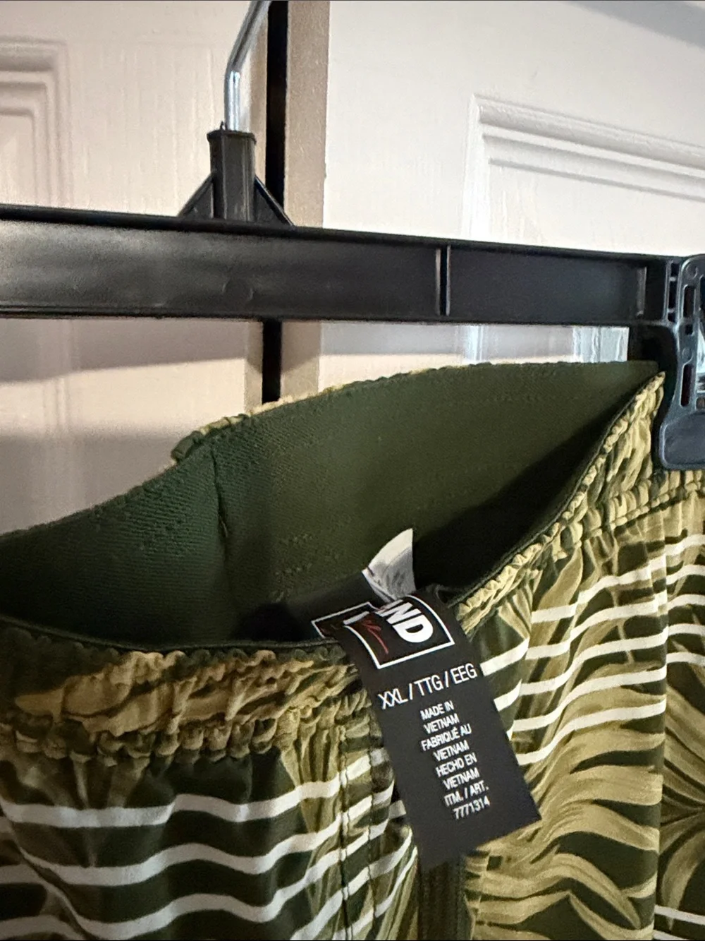 Kirkland Signature Olive Green Palm Print Men’s Swim Trunks